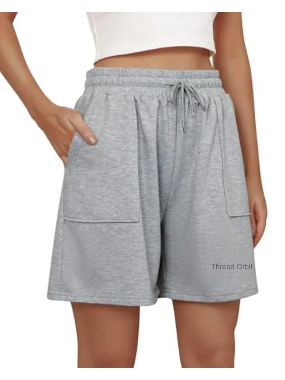 High Waisted Bermuda Shorts Athletic Pockets Drawstring Summer Lounge